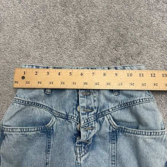 Free People Acid Wash High Rise Tapered Leg Mom Denim Jeans Womens 24 Button Fly - Picture 10 of 16